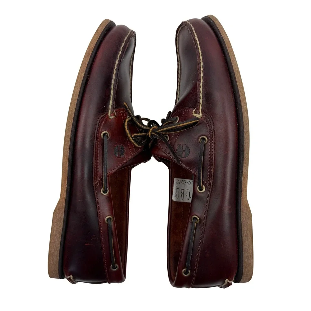 Timberland Boat Shoes Mens 14M Burgundy Leather 2-Eye Classic Deck